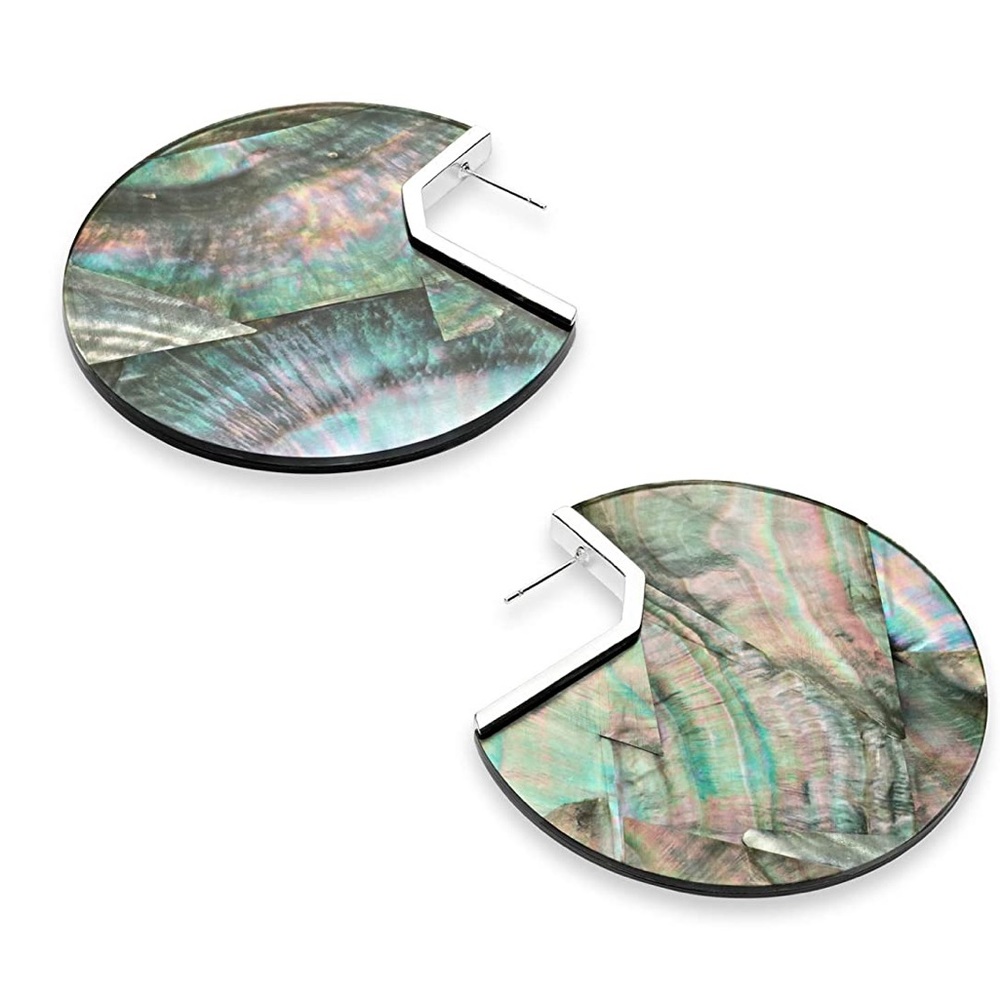 NWT Kendra Scott Kai Silver Earrings in Black Mother of Pearl